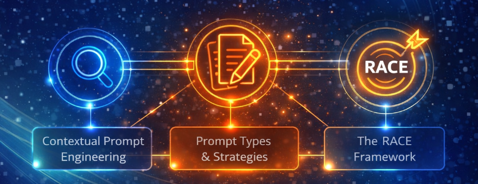 Contextual Prompt Engineering, Prompt Types & Strategies, The RACE Framework