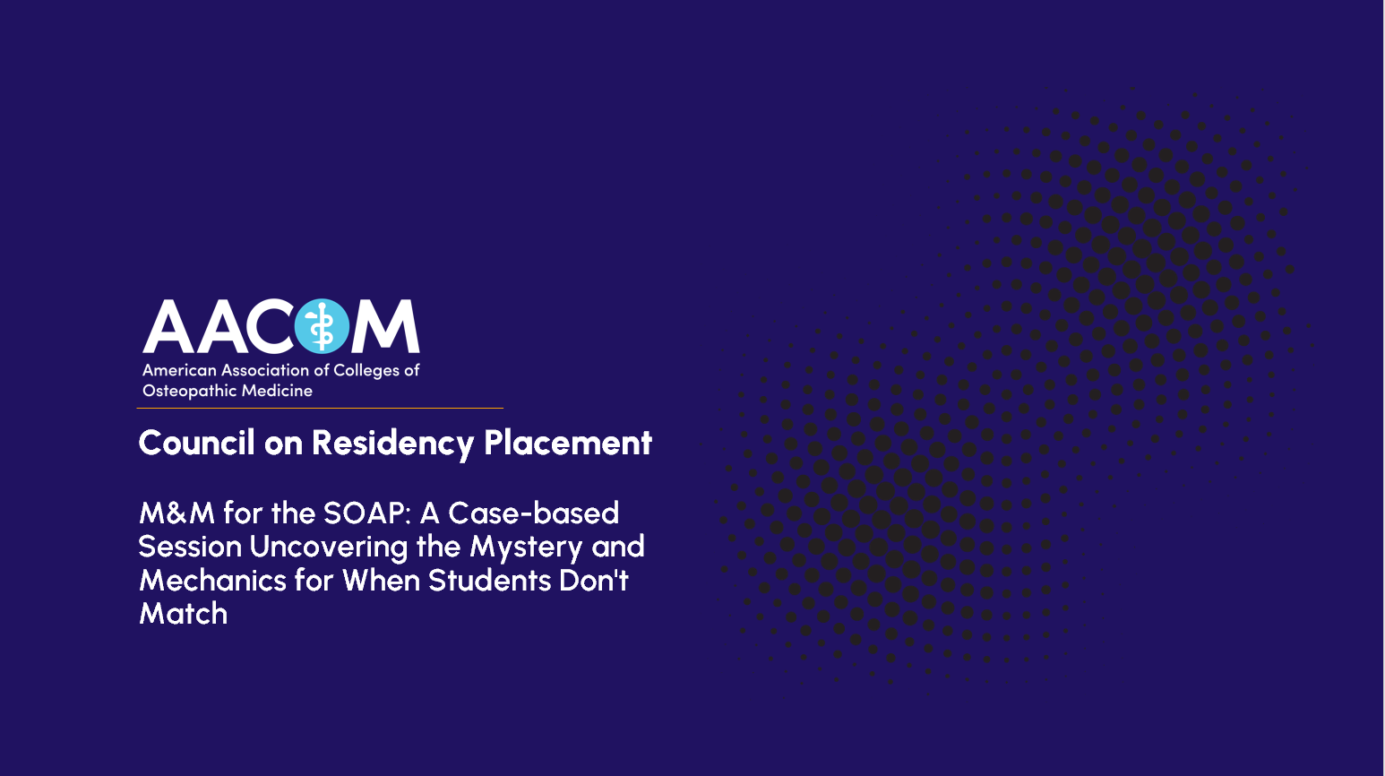 M&M for the SOAP: A Case-based Session Uncovering the Mystery and Mechanics for When Students Don't Match