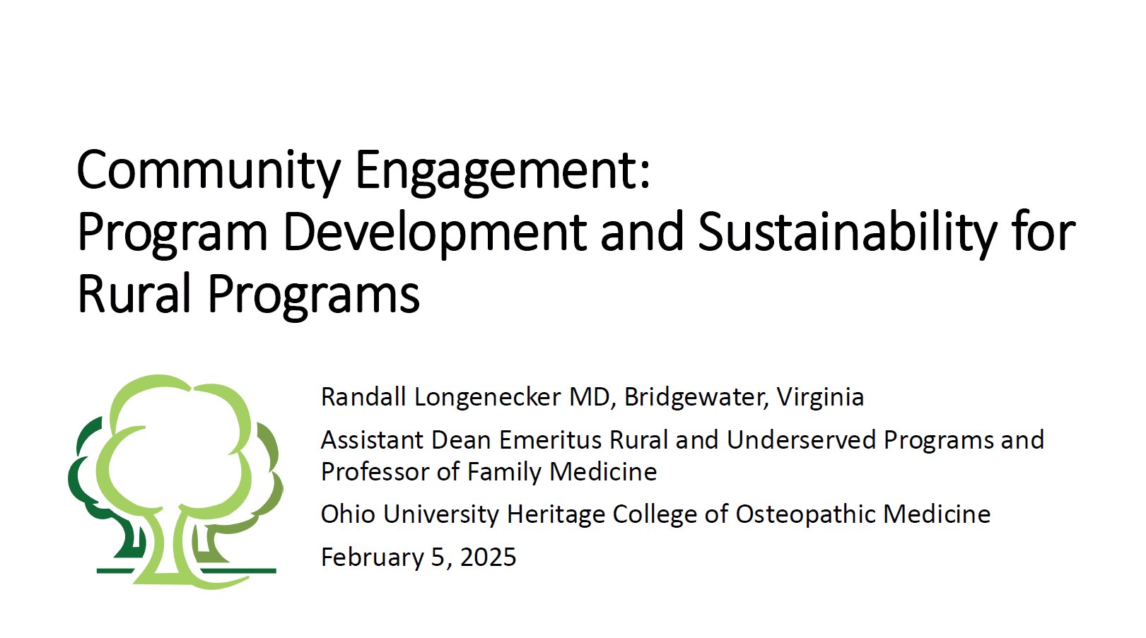 Program Development & Sustainability for Rural Programs cover slide
