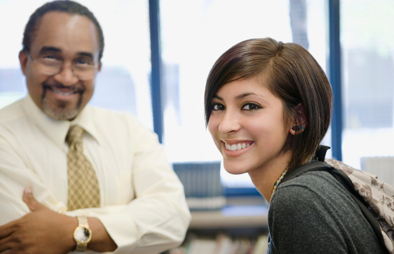 Smiling student and advisor