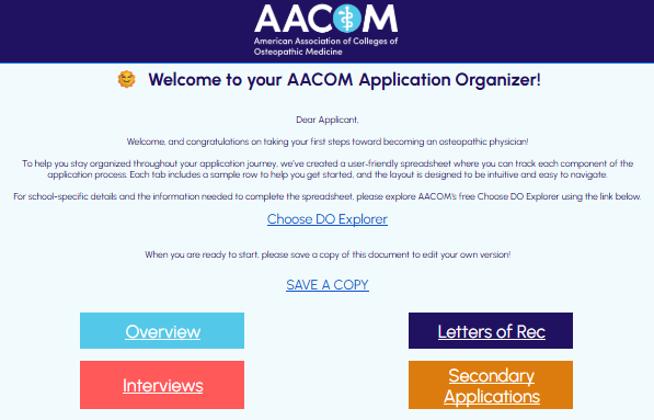 Pre-Med Application Tracker cover