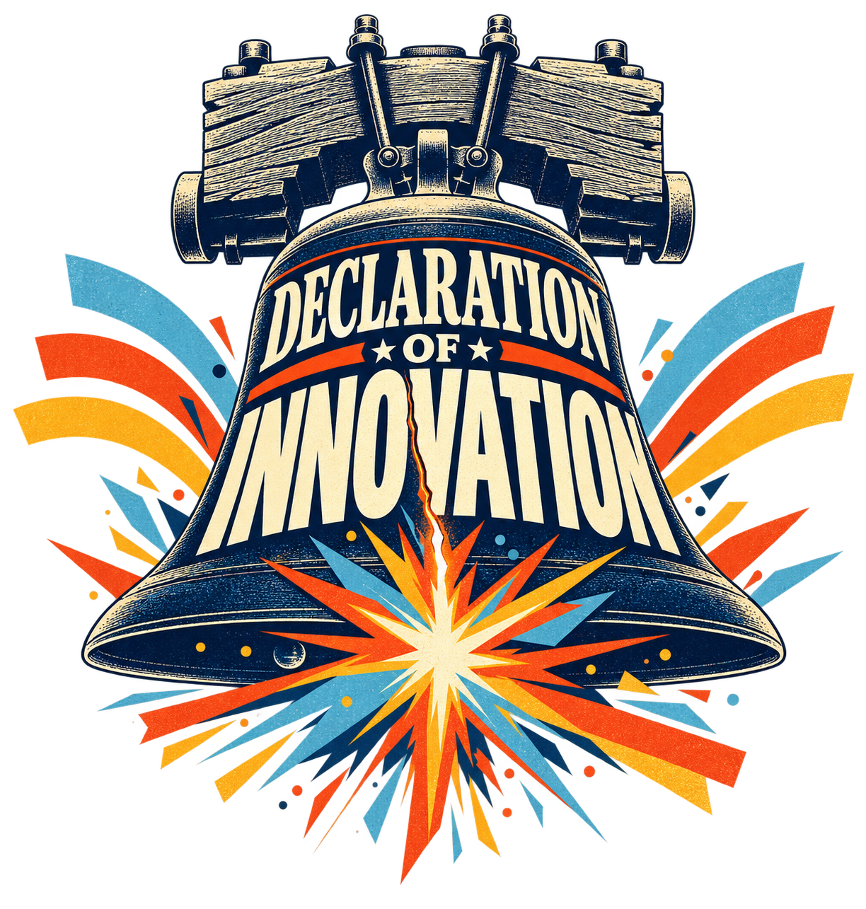 U.S. Liberty Bell drawing with the words Declaration of Innovation