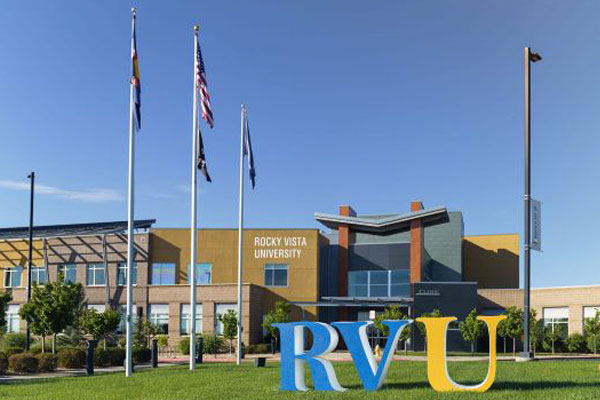 Rocky Vista University campus buildings on a sunny day.