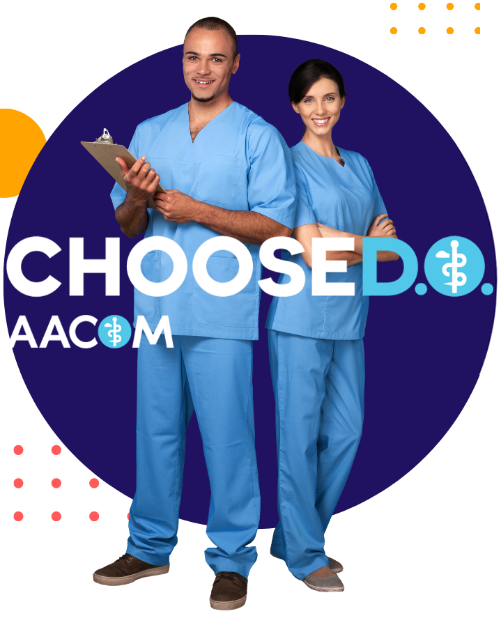 Choose D.O. AACOM, medical students in scrubs