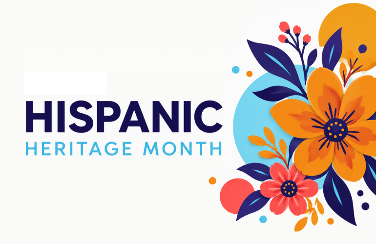 Hispanic Heritage Month banner with flowers