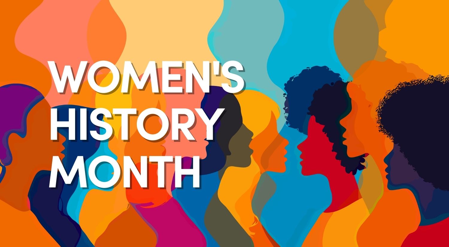 Graphic with colorful silhouettes of women