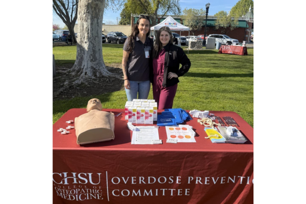OPC provides harm reduction resources at local health far in Selma. From left to right: Aicha Naouai and Abigail Grigoryan.