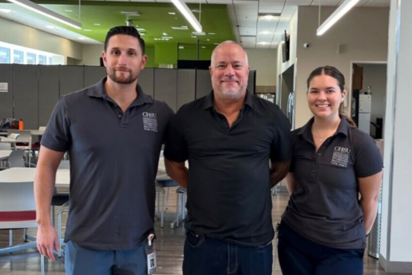 OPC hosts fentanyl subject matter expert and task force officer for the Drug Enforcement Administration in Fresno. From left to right: Dr. Ibarra, Detective Dean Cardinale and Mariya Leshchuk.
