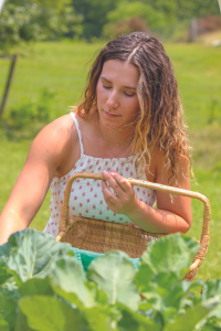 Savannah with a basket picking vegetables