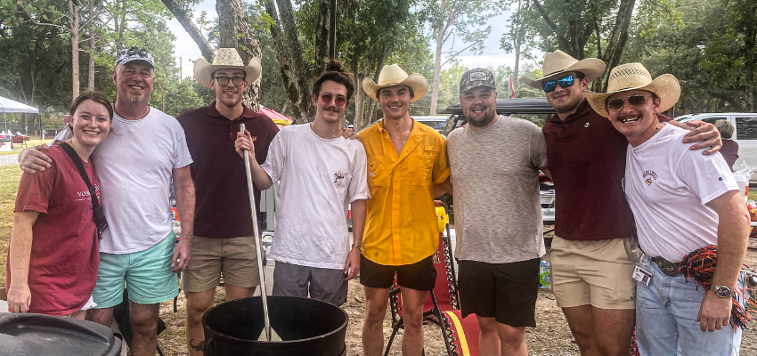 VCOM Louisiana students enjoying the outdoors during the tailgate