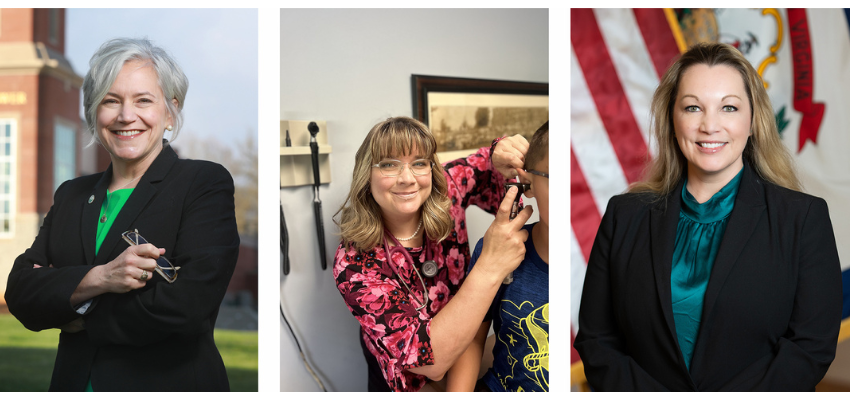 Collage of three women at their jobs