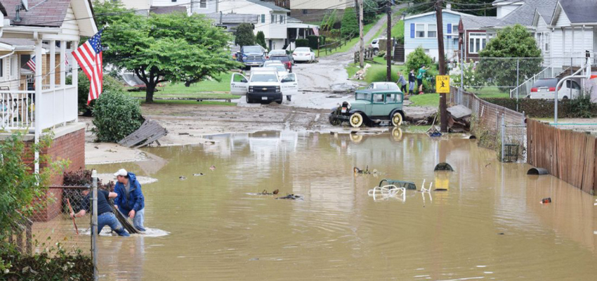 Flooded street in West Virginia