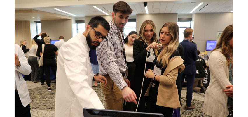 Students viewing the results of an ultrasound