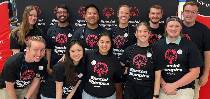 A group of volunteers in matching