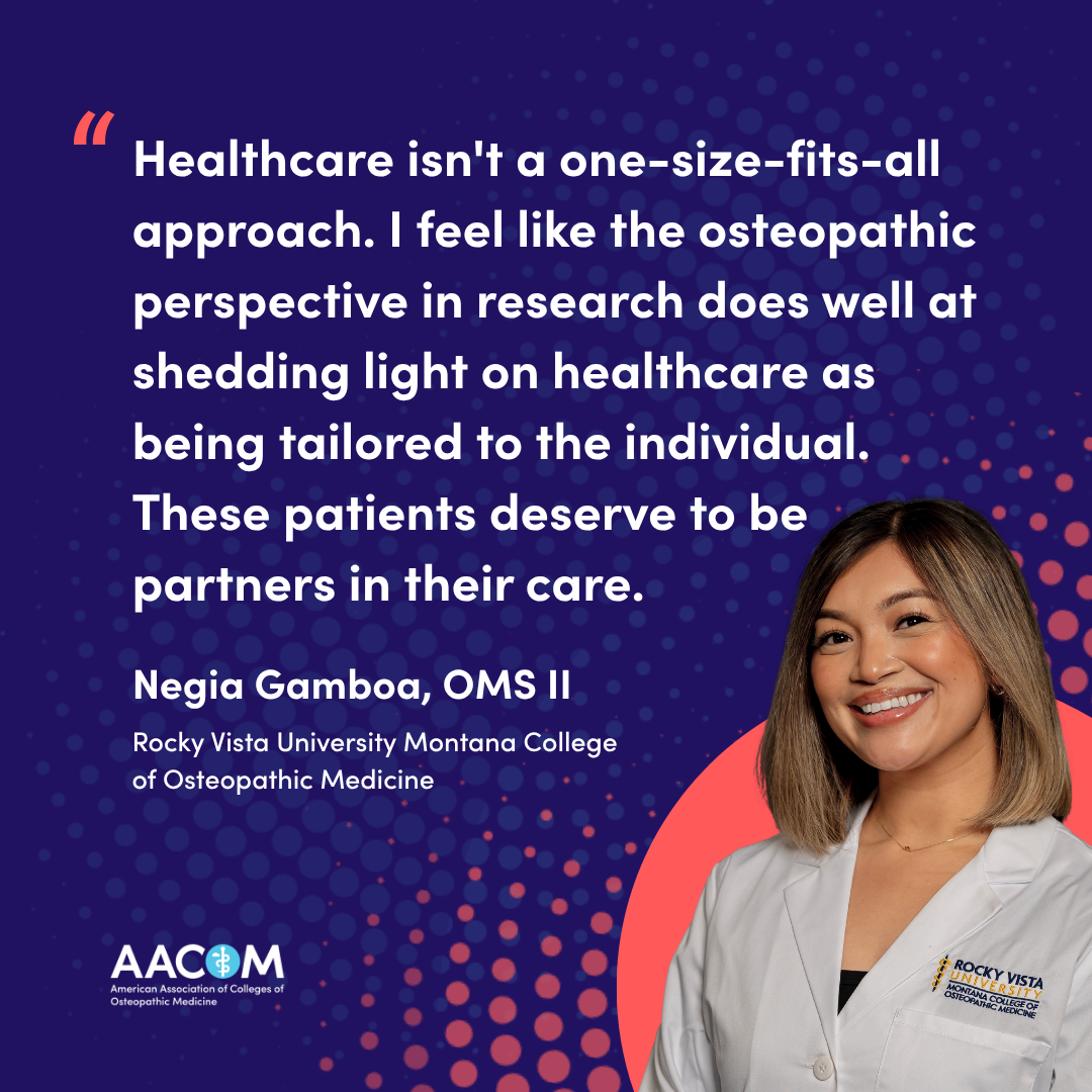 Negia Gamboa OMS II quote on osteopathic approach to care