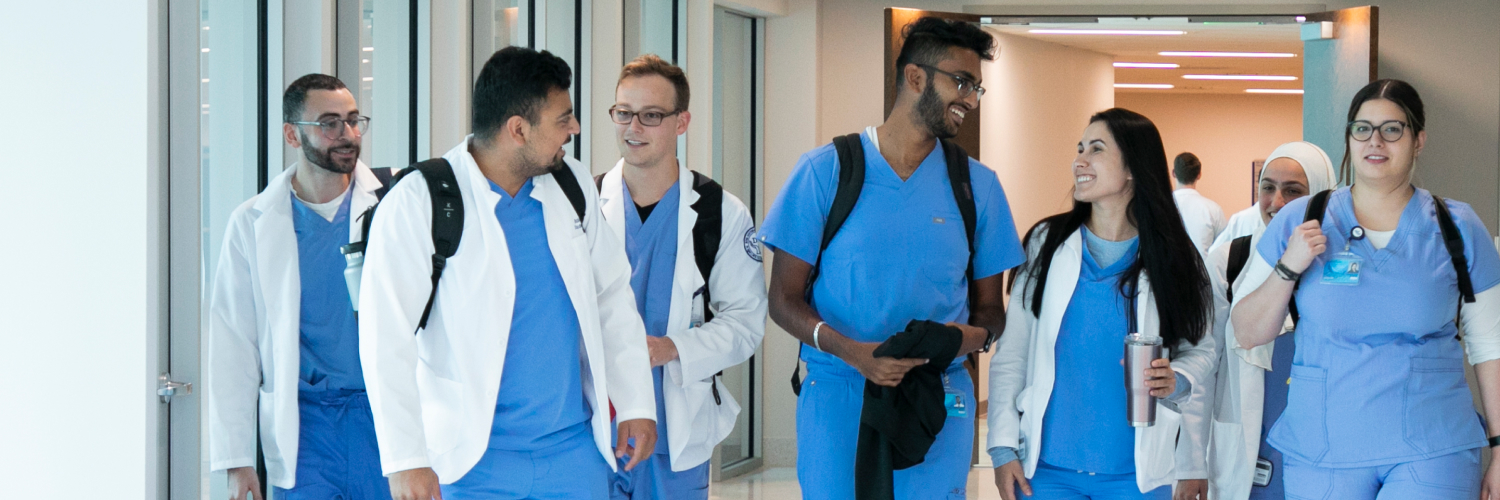 Medical students walking together