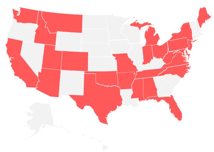 US Map highlighting states with UME-GME TF Representatives.