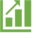 Bar chart icon showing growth trend