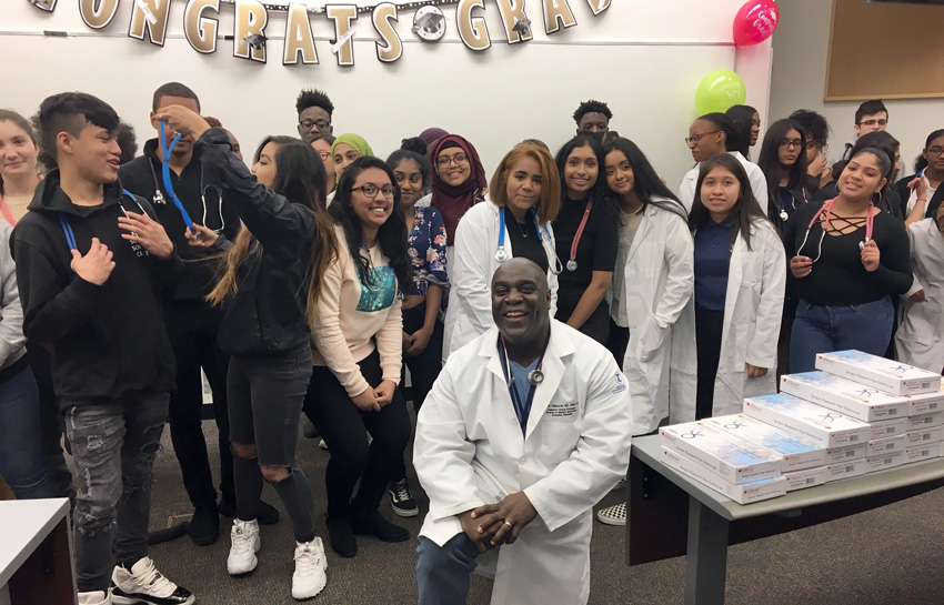 Students celebrate MedAchieve's "Inspiring Programs in STEM" award from INSIGHT 