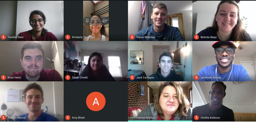 Screenshot of students attending PCOM's virtual research lab.