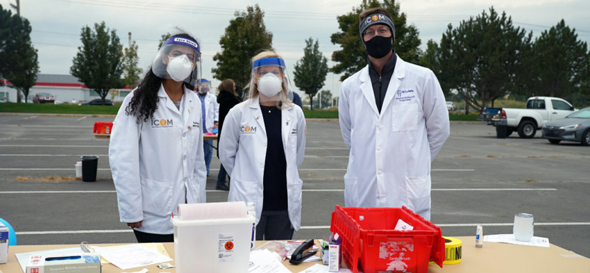 Med students administering free COVID shots