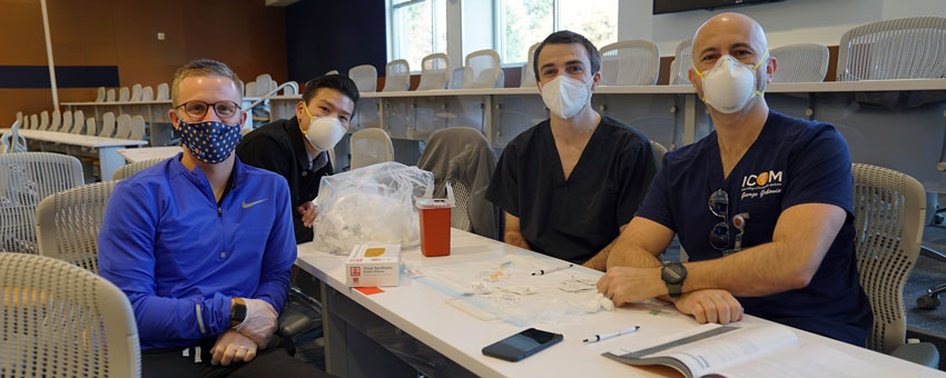 From left: ICOM second year student doctors Bo Dayton, Hayden Ton, Michael Muller, and George Grkovic.