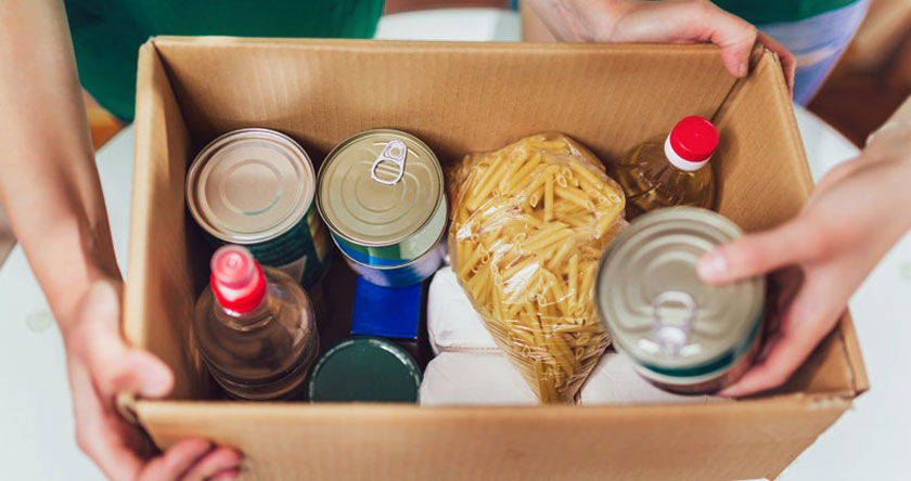 Food pantry box containing food