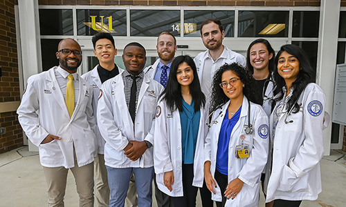 RowanSOM_banner_500x300 Smiling group of racially diverse medical students