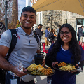 TwostudentswithplatesofThanksgivingclassics